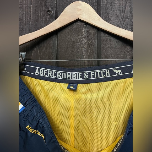 Abercrombie & Fitch Windbreaker Track Pants Mens XL Navy Lined Zip Ankle Y2K EUC - Picture 6 of 6